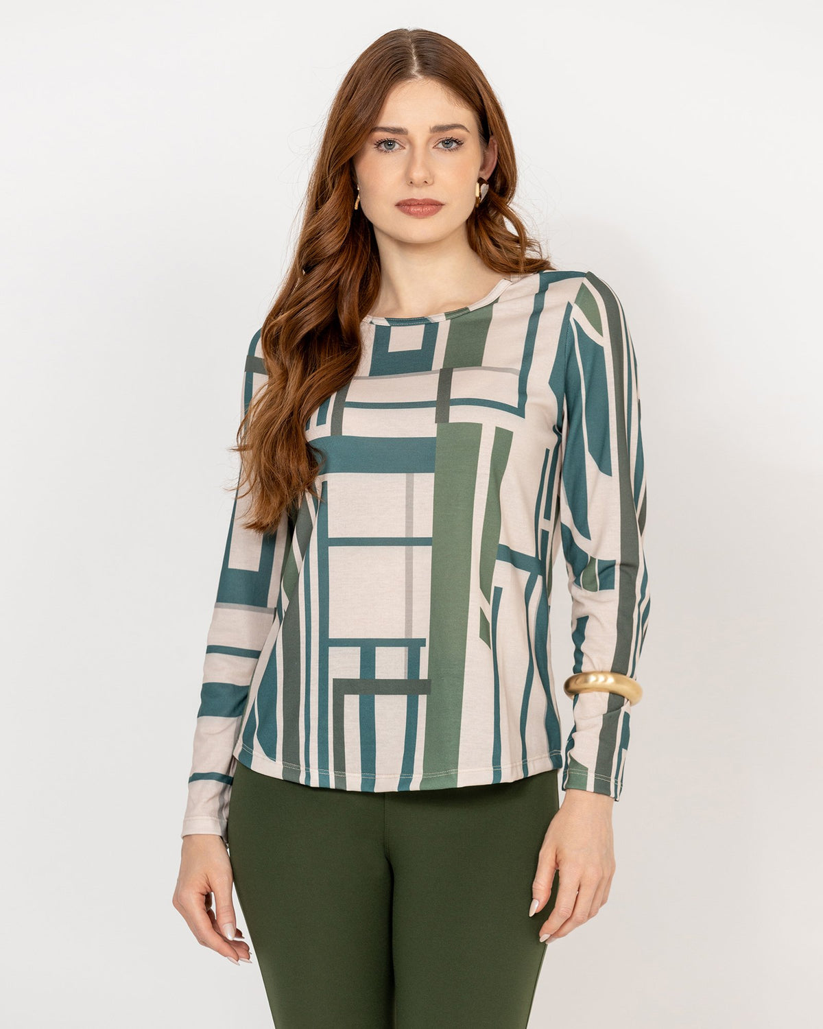 Blusa Feminina Manga Longa Estampada Verde